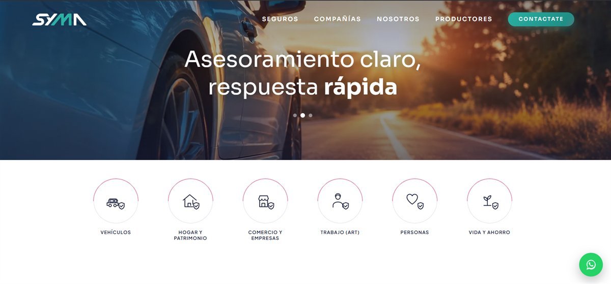 Sitio web de SYMA Seguros, diseñado y desarrollado por JUJUMYS